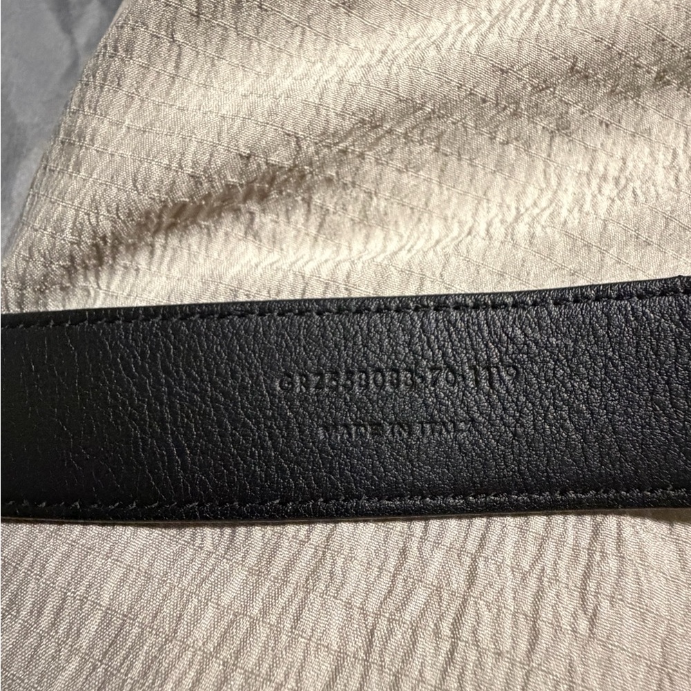 Saint Laurent Black Leather Belt with Gold-Tone Rectangular Buckle - Picture 5 of 6